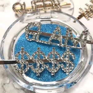 Silver & Gold Rhinestones Letter Word Hair Clip